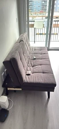 Grey Fabric Futon Sofa Bed - photo 3