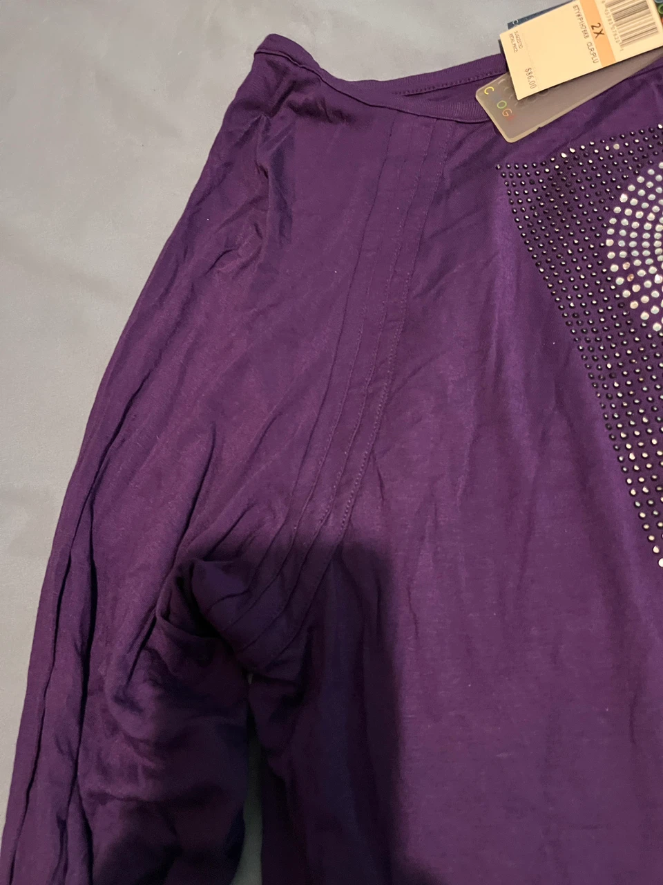Coogi Purple Long Sleeve Blouse Size 2X - photo 5