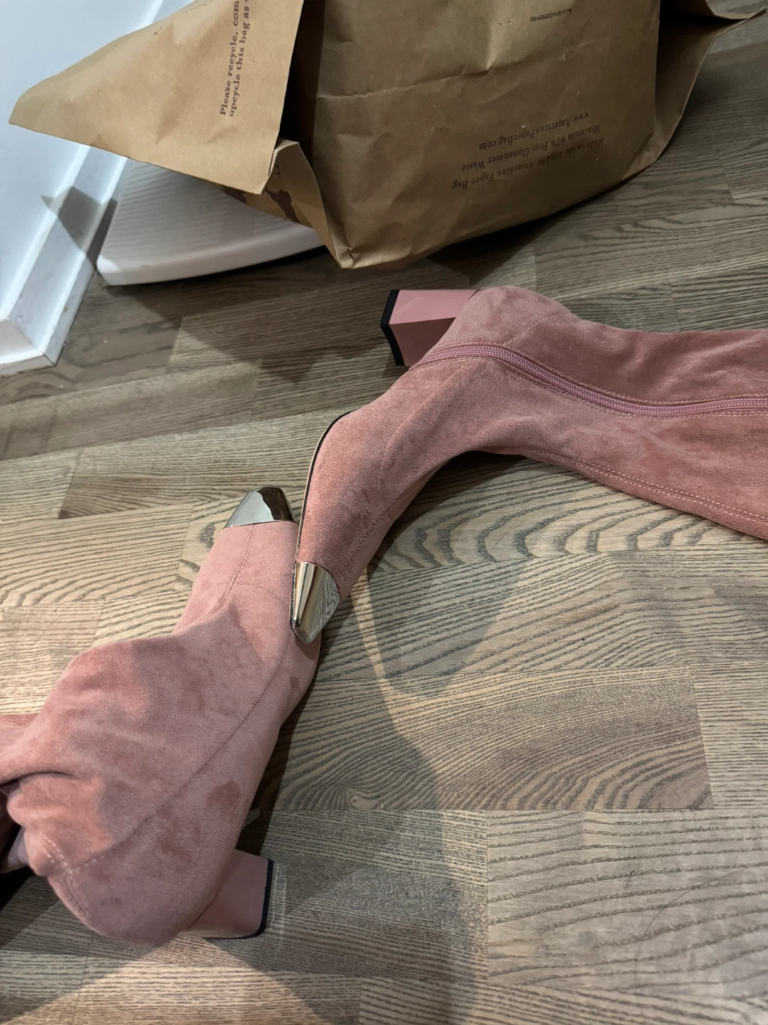 Designer’s Suede Boots Metallic Toe - photo 5