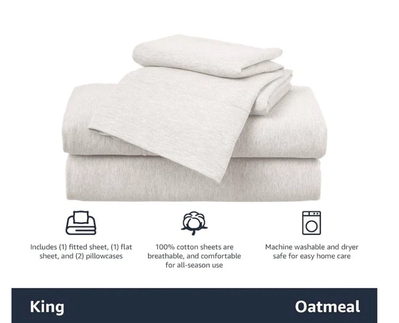 King Size 100% Cotton Sheet Set - Oatmeal - photo 3