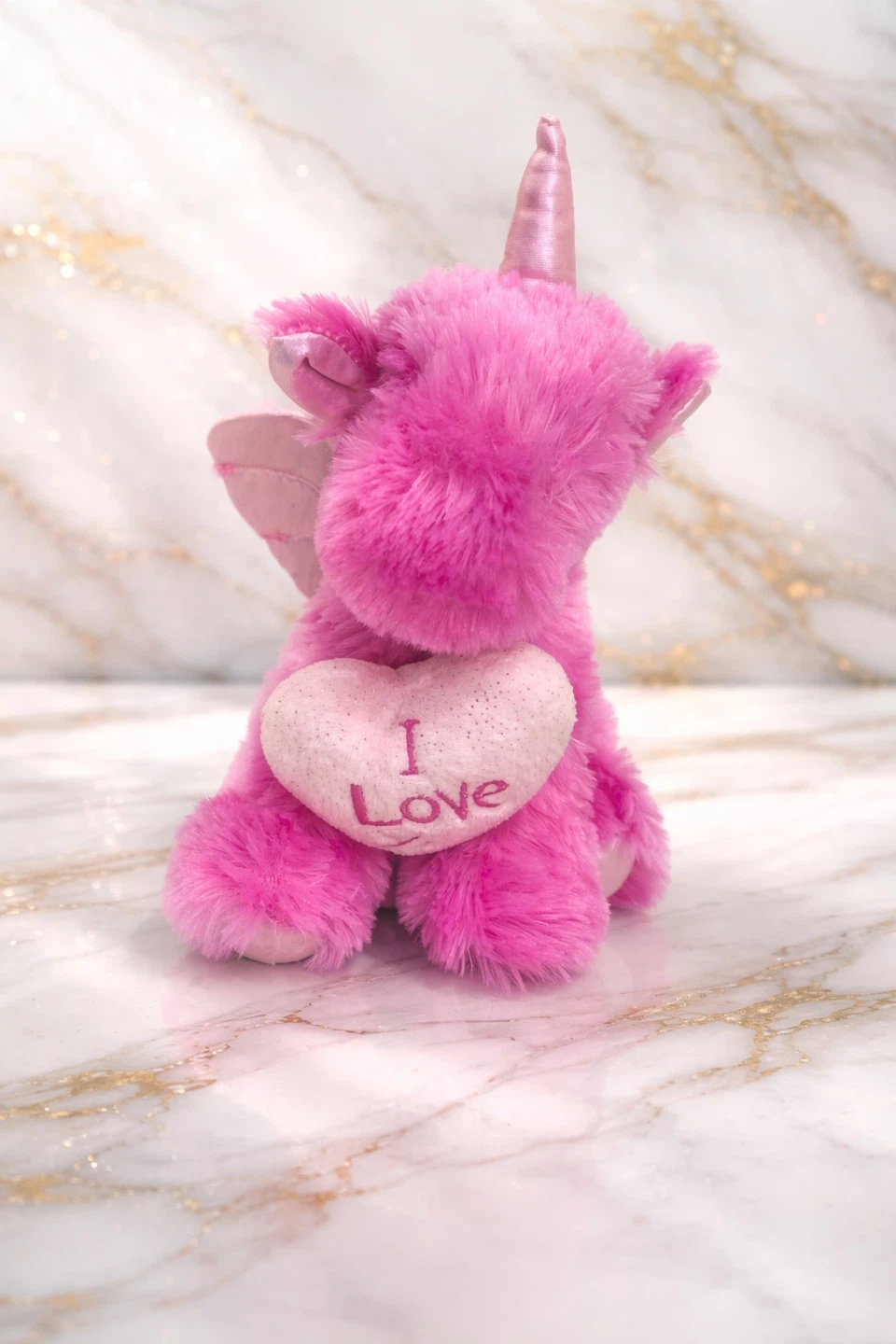 Pink Unicorn Plush Toy with Heart – Cute Gift