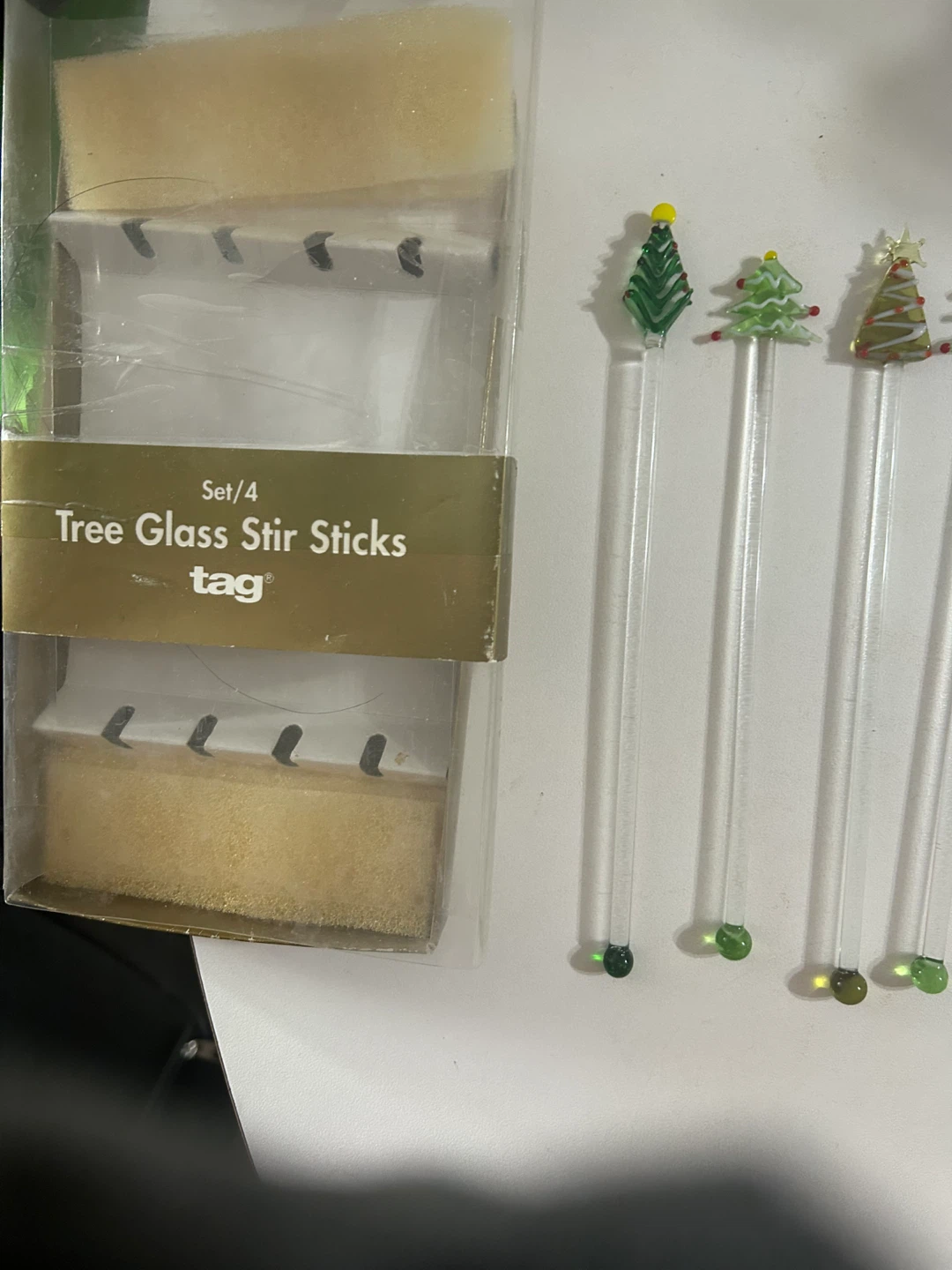 Brand New Christmas Tree Glass Stir Sticks - Set of 4 - photo 2