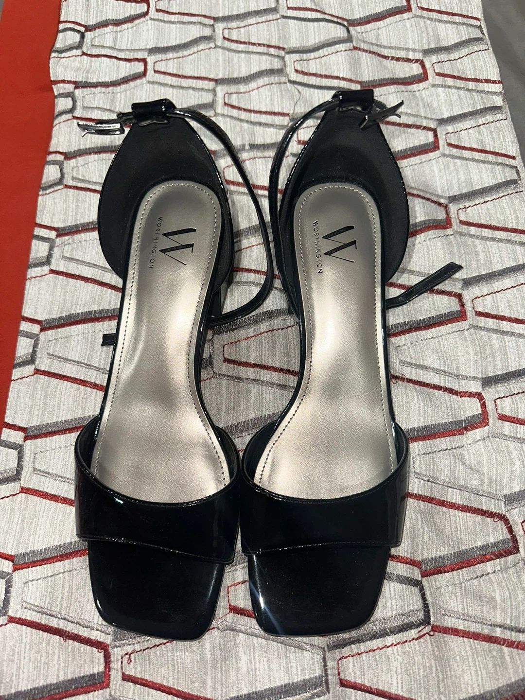 Worthington Black Patent Block Heels