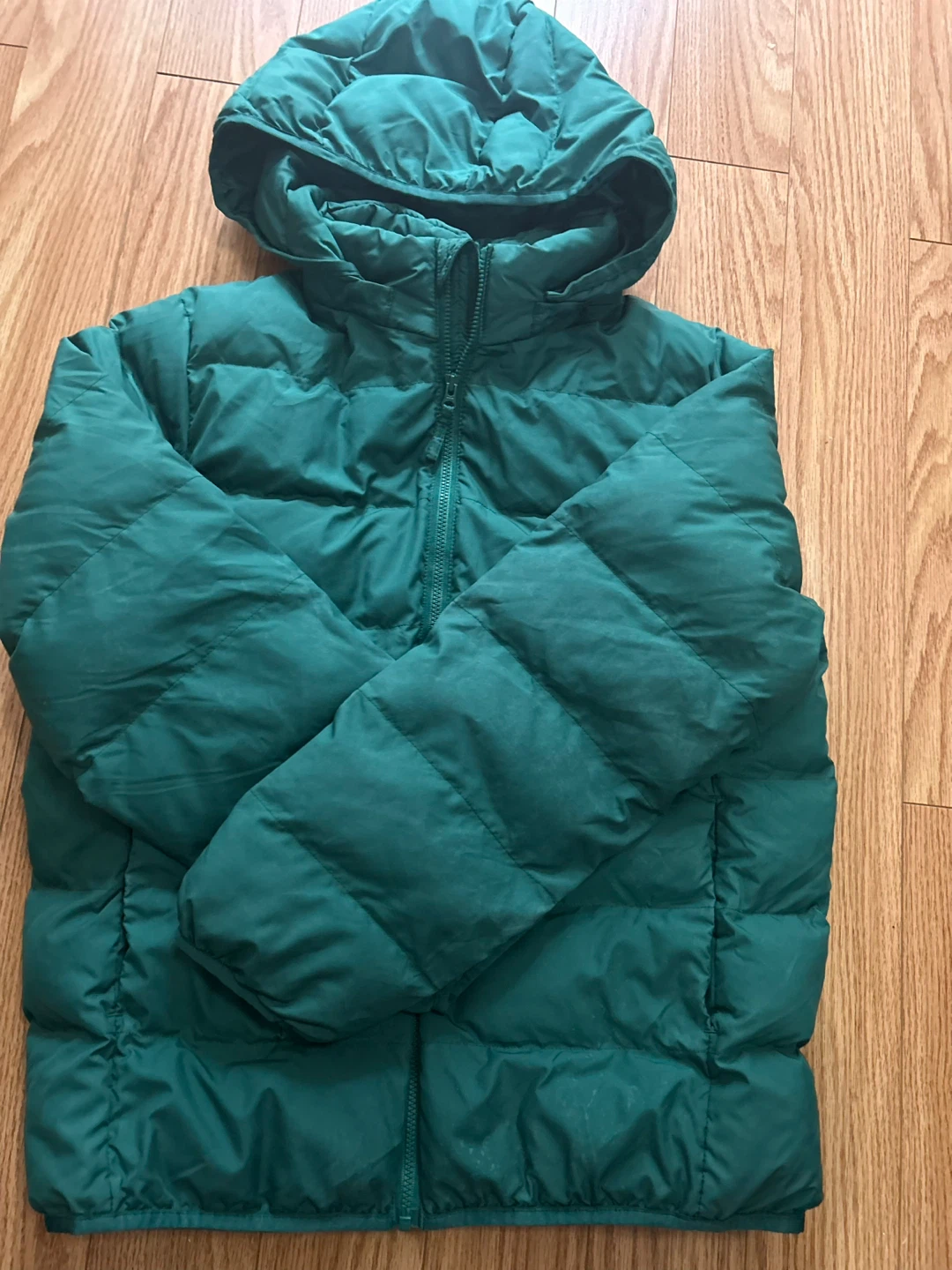 Uniqlo Kids Hooded Puffer Jacket Green Size 11-12