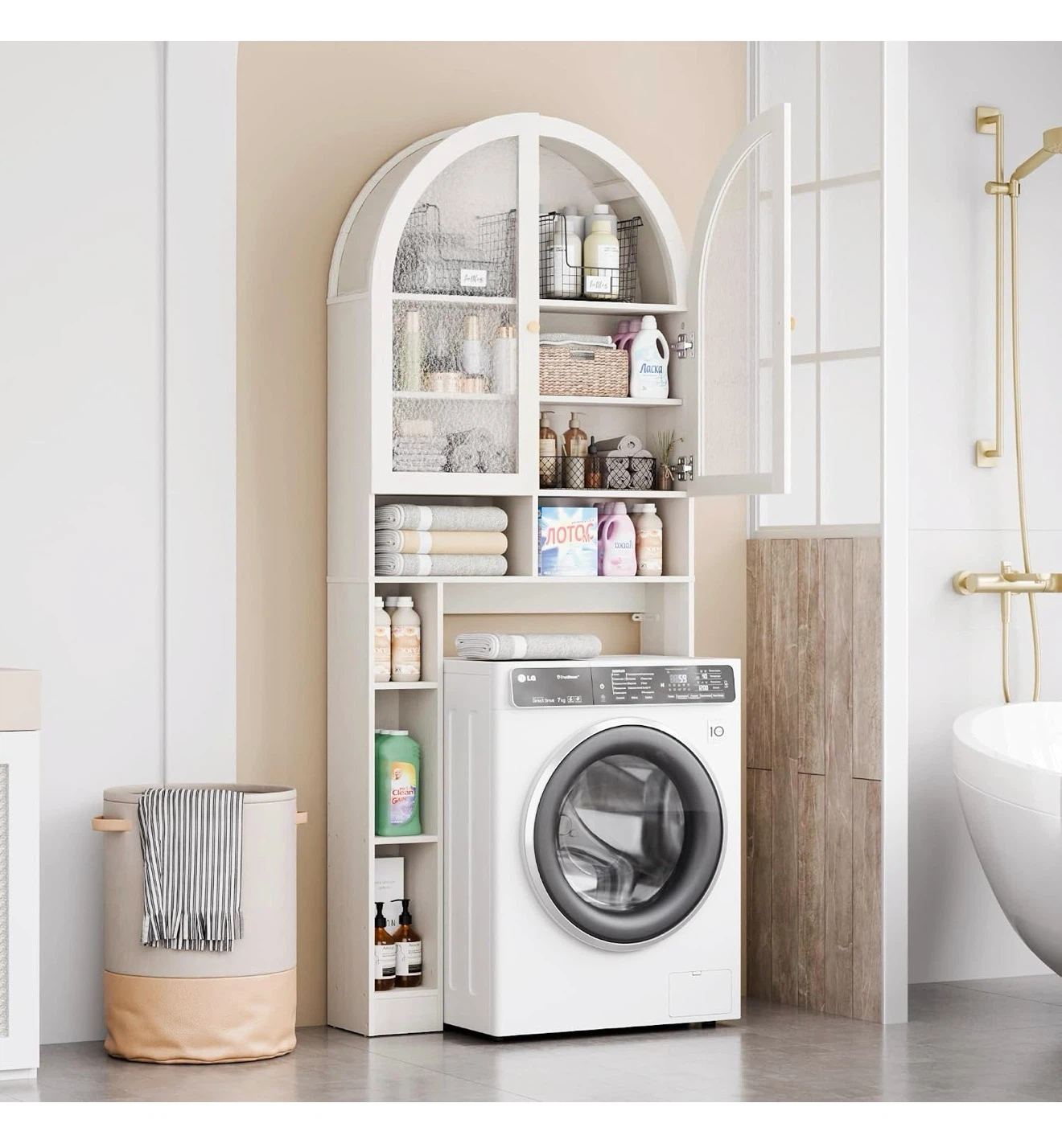 Arched Over-the-Toilet Storage Cabinet, White 2RH - photo 3