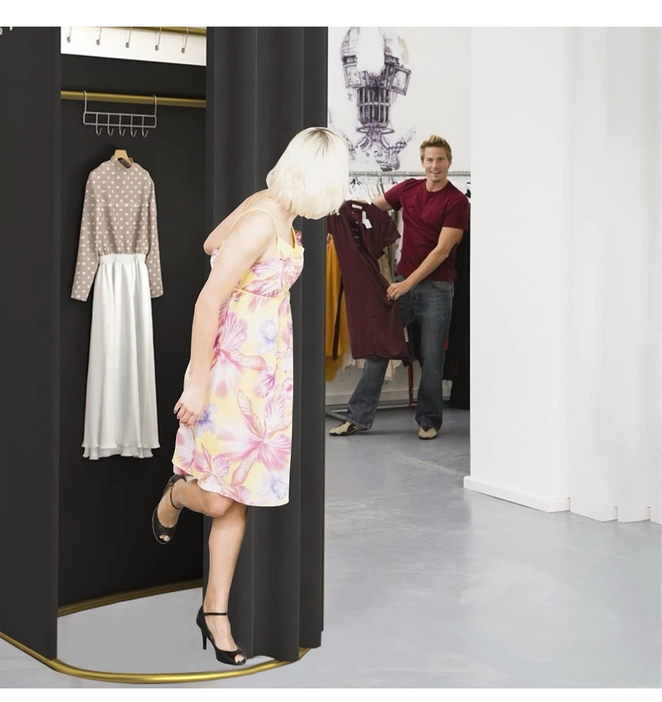 Portable Mobile Privacy Dressing Room with Shading Curtain CSF - photo 2