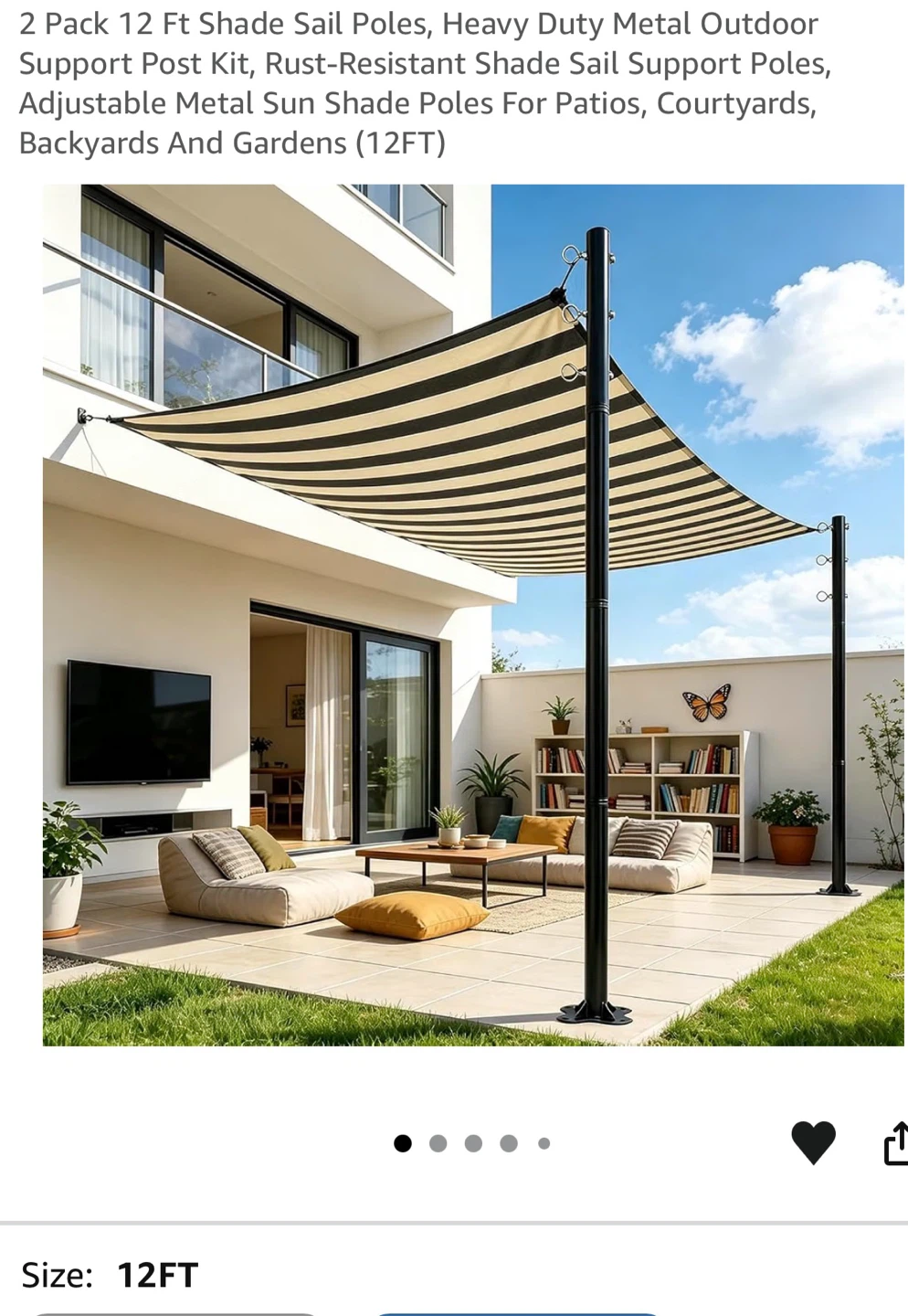 2 Pack 12 Ft Metal Shade Sail Poles 212