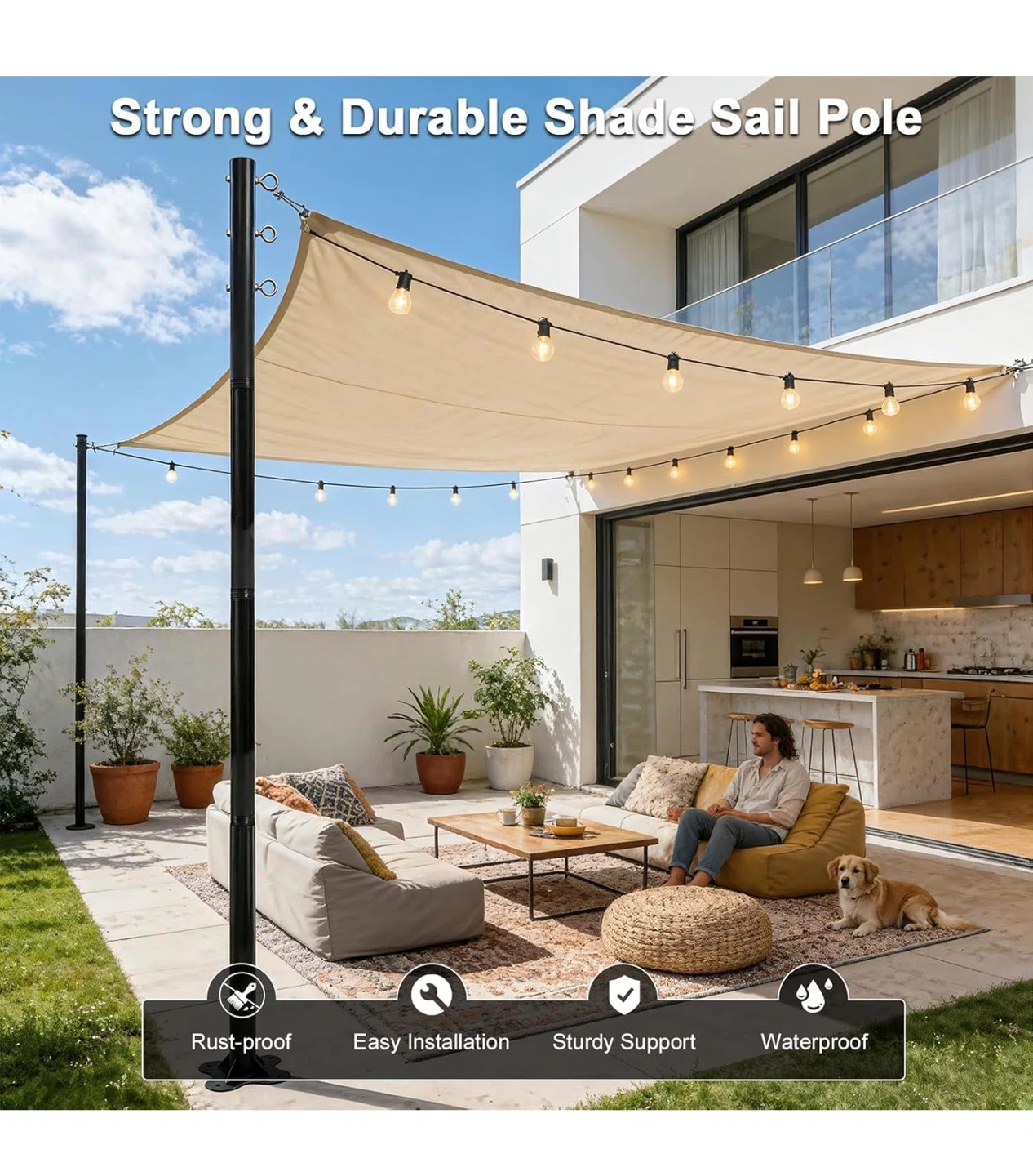2 Pack 12 Ft Metal Shade Sail Poles 212 - photo 4