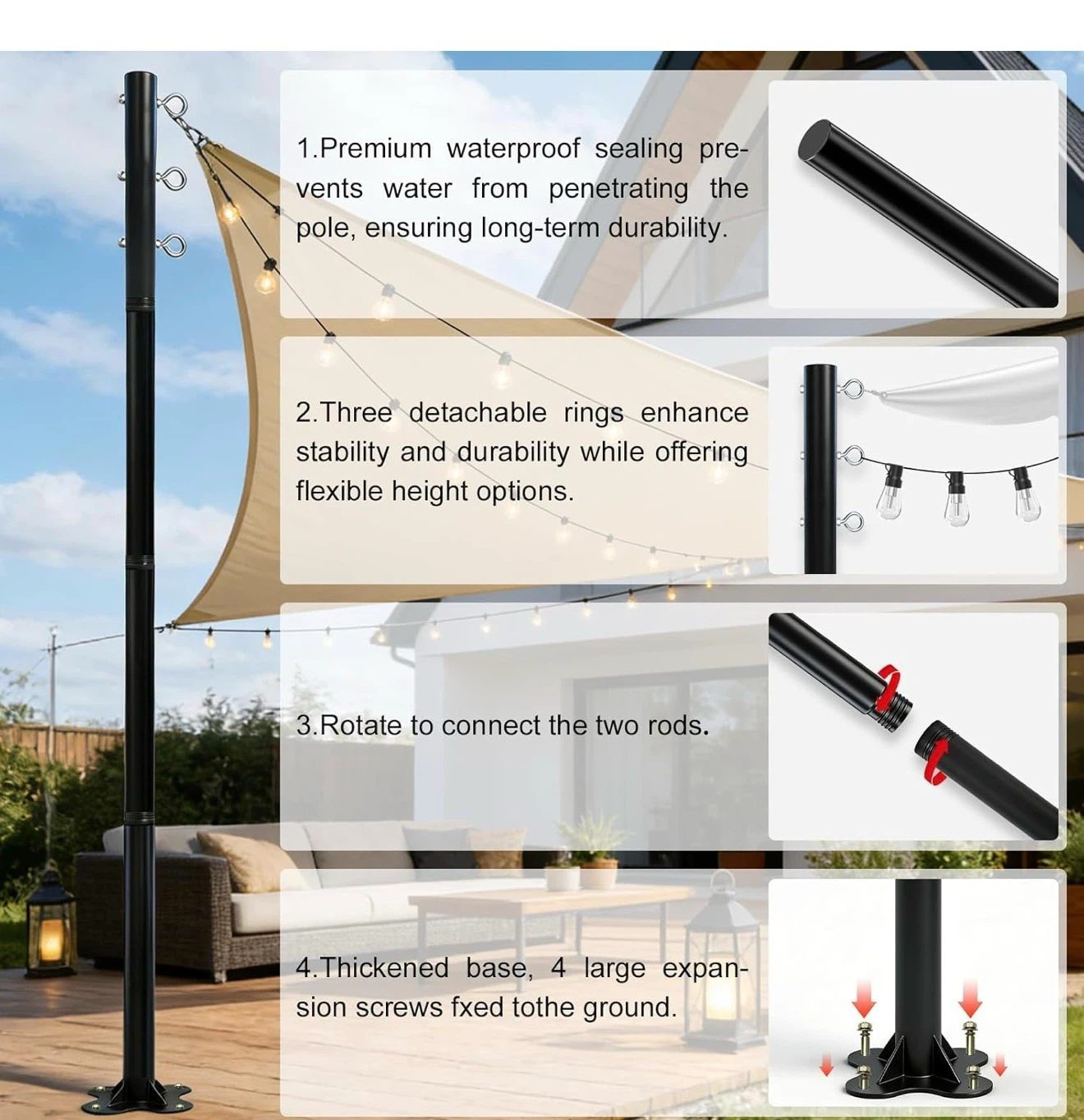 2 Pack 12 Ft Metal Shade Sail Poles 212 - photo 5