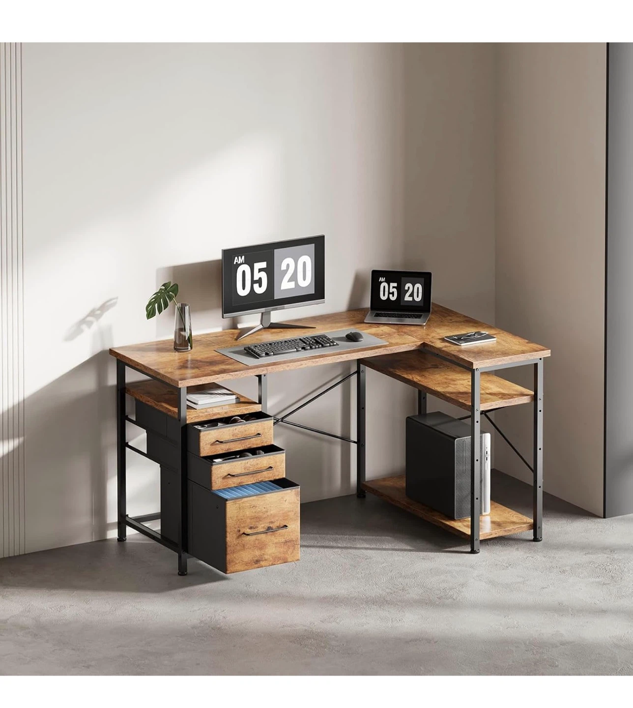 Maihail L-Shaped Desk with Drawers and Shelves 47I - photo 2