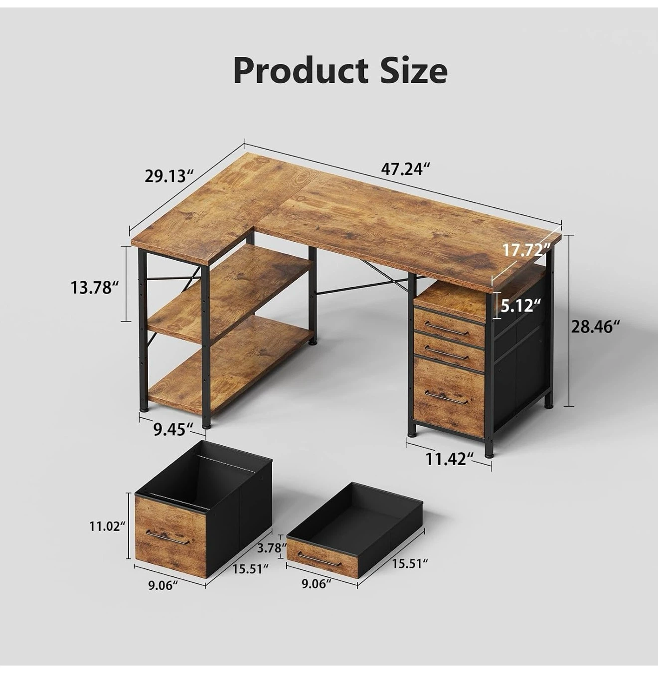 Maihail L-Shaped Desk with Drawers and Shelves 47I - photo 3