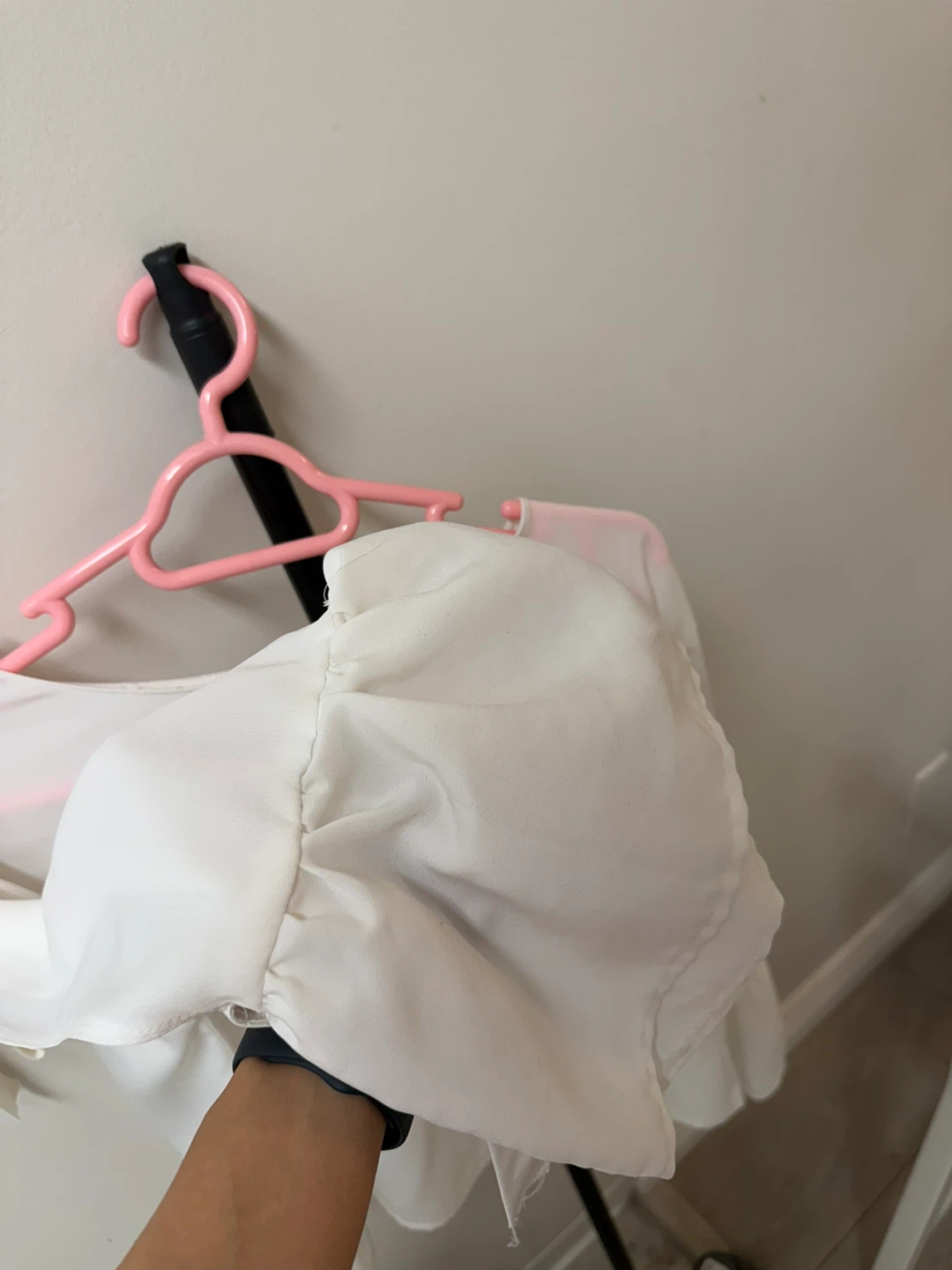 White Long Sleeve Blouse with Ruffle Detail - photo 2