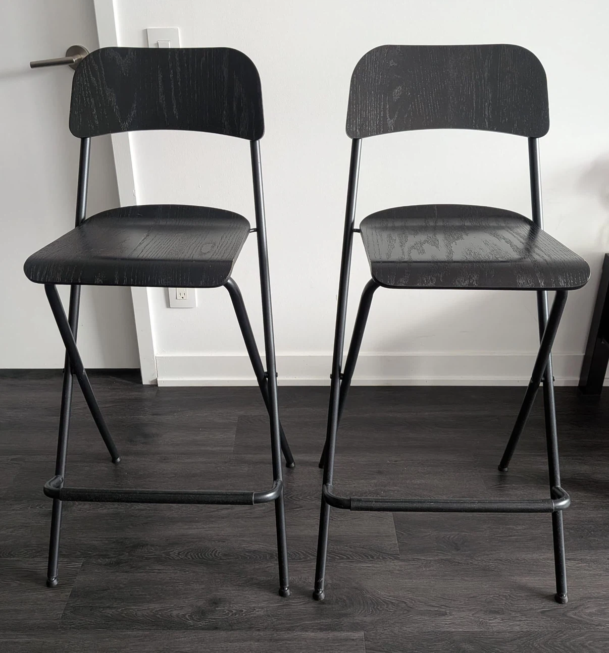 IKEA Franklin Bar Stool, Black Wood, Set of 2