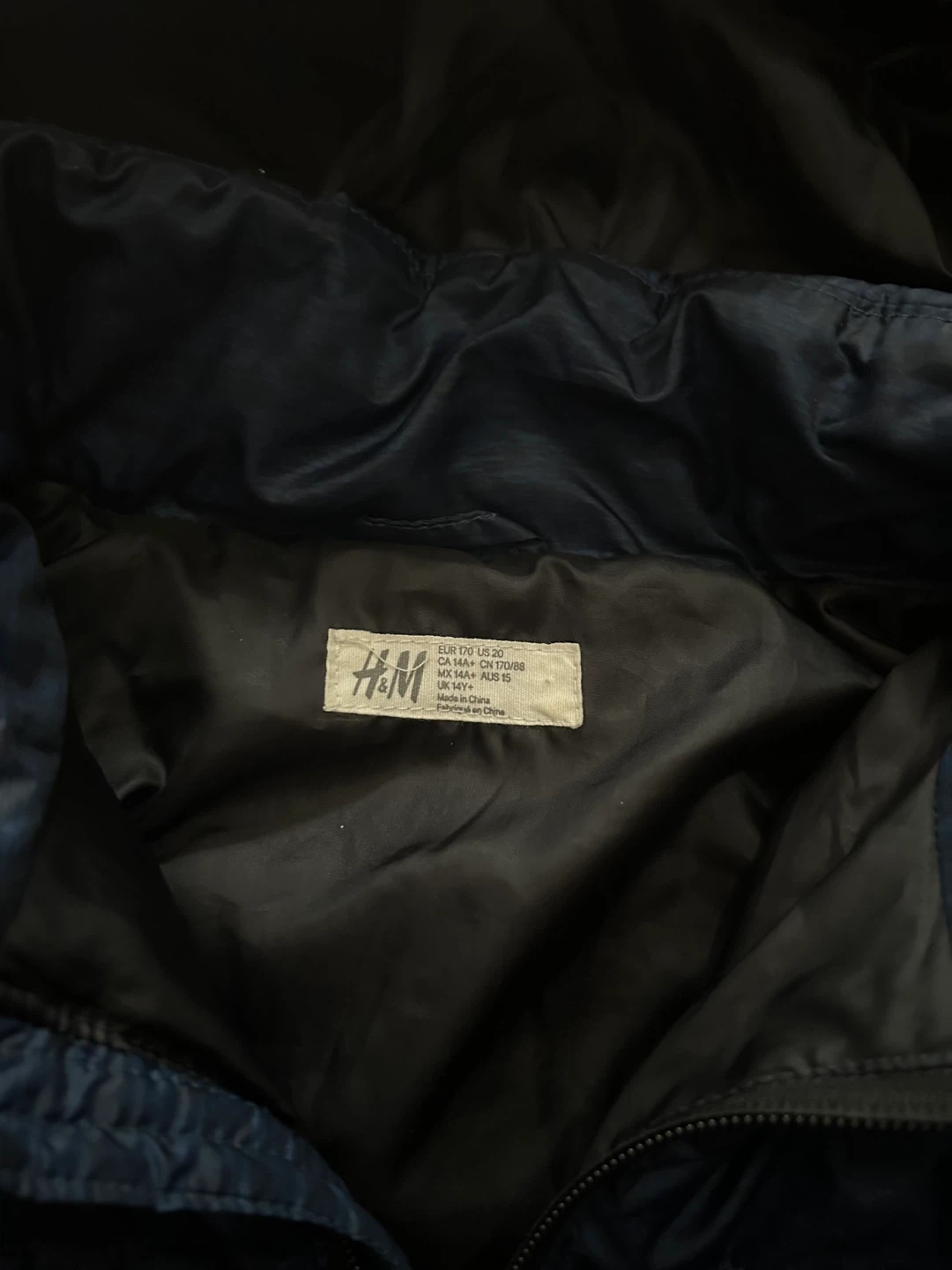 H&M Navy Blue Puffer Jacket Size 14Y+ - photo 2