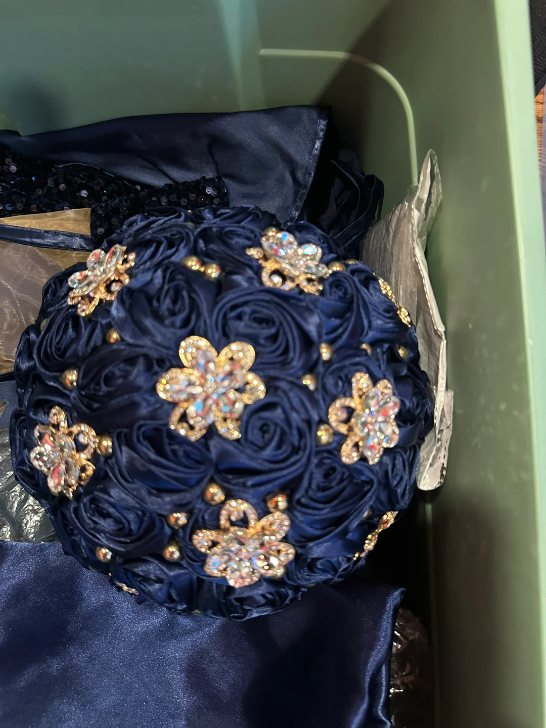 Navy Blue Artificial Rose Wedding Bouquet