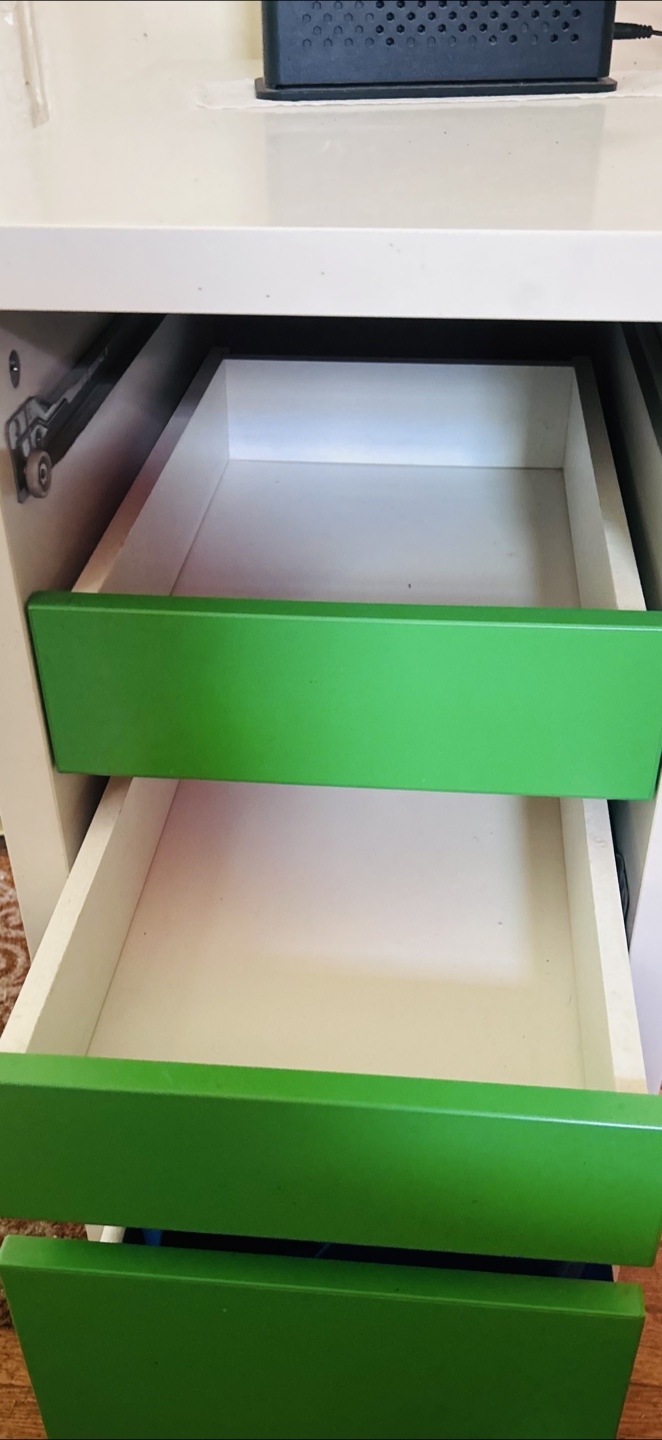 White Rolling Storage Unit with Green Drawers - photo 2