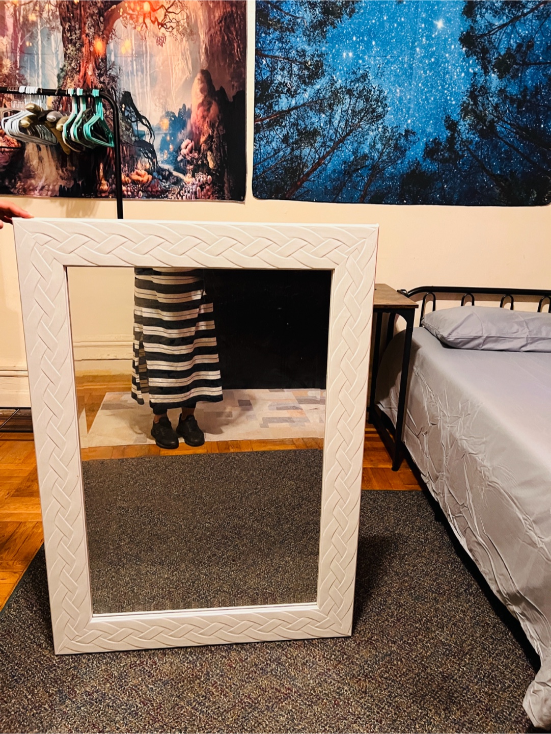 White Braided Frame Wall Mirror