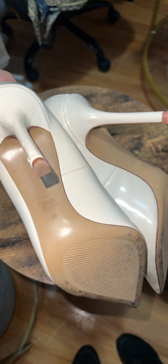 ZARA Pointed Toe Heels, Cream, Size 38 - photo 2