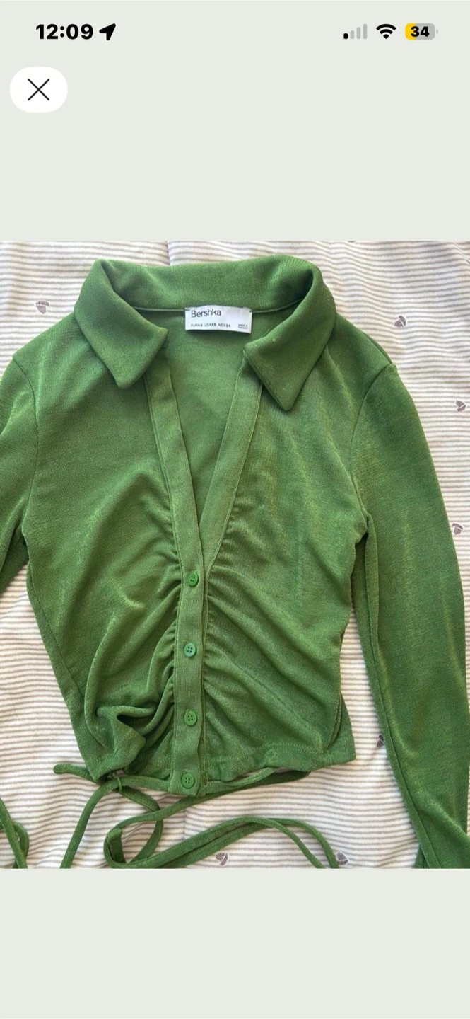 Bershka Green Long Sleeve Shirt
