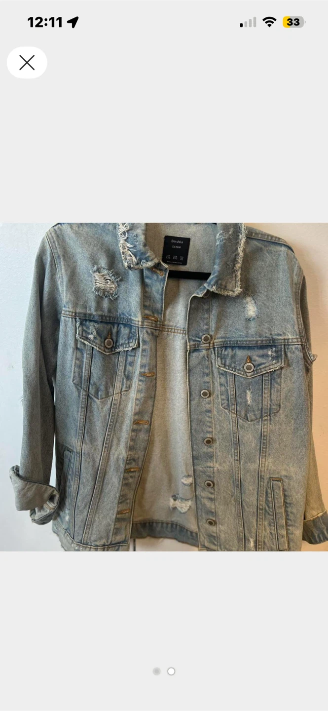 Bershka Distressed Denim Jacket