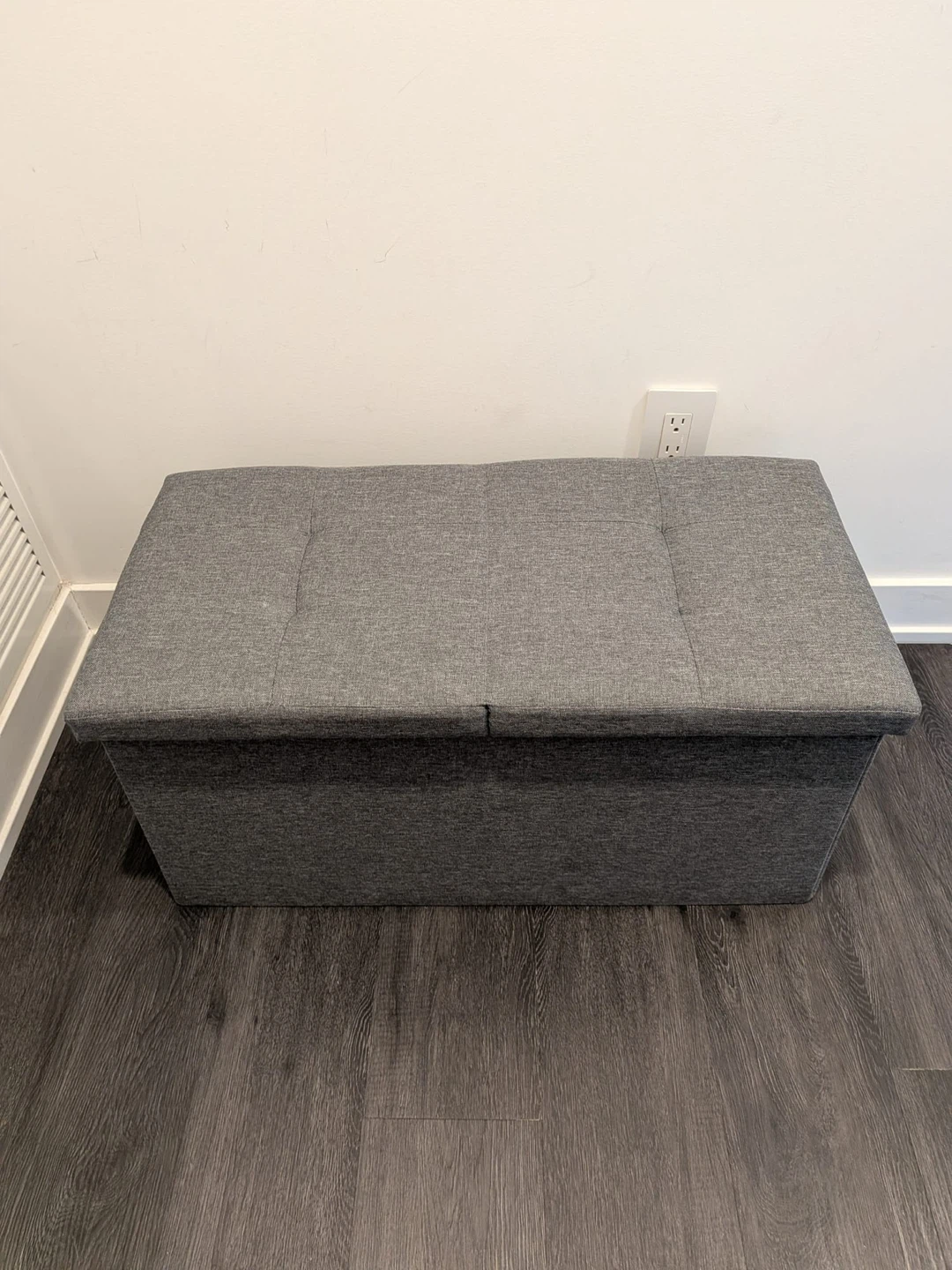 Gray Fabric Storage Ottoman Bench