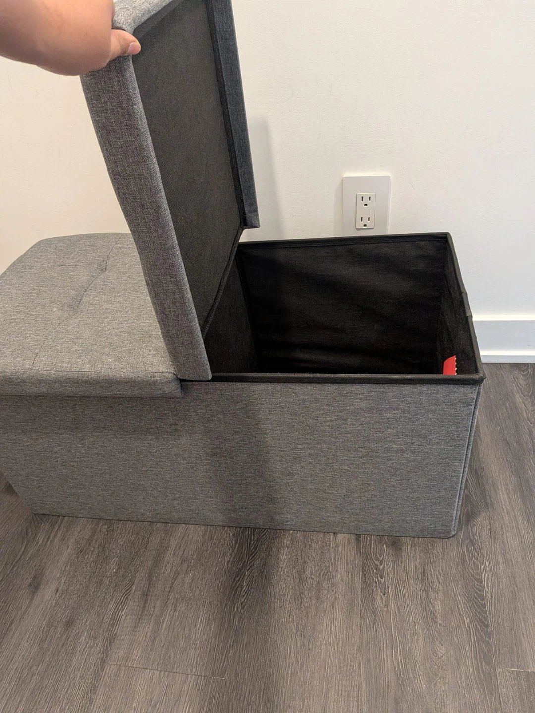 Gray Fabric Storage Ottoman Bench - photo 2