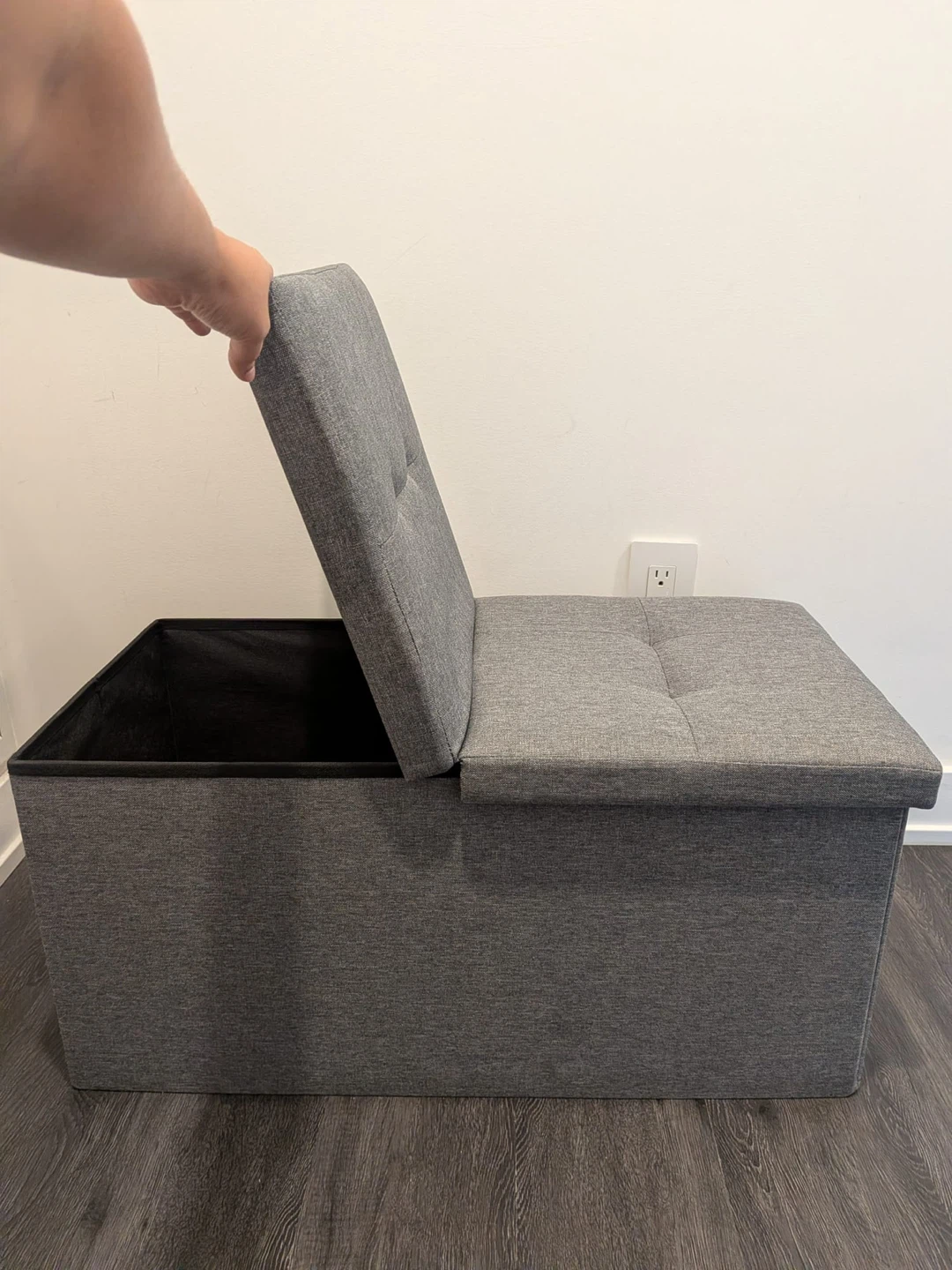 Gray Fabric Storage Ottoman Bench - photo 3