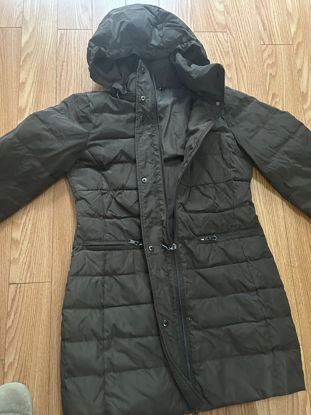 Dark Brown Quilted Hooded Winter Down Coat - photo 3