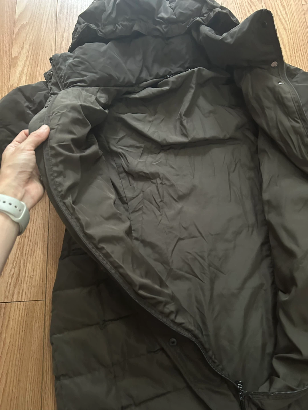 Dark Brown Quilted Hooded Winter Down Coat - photo 4