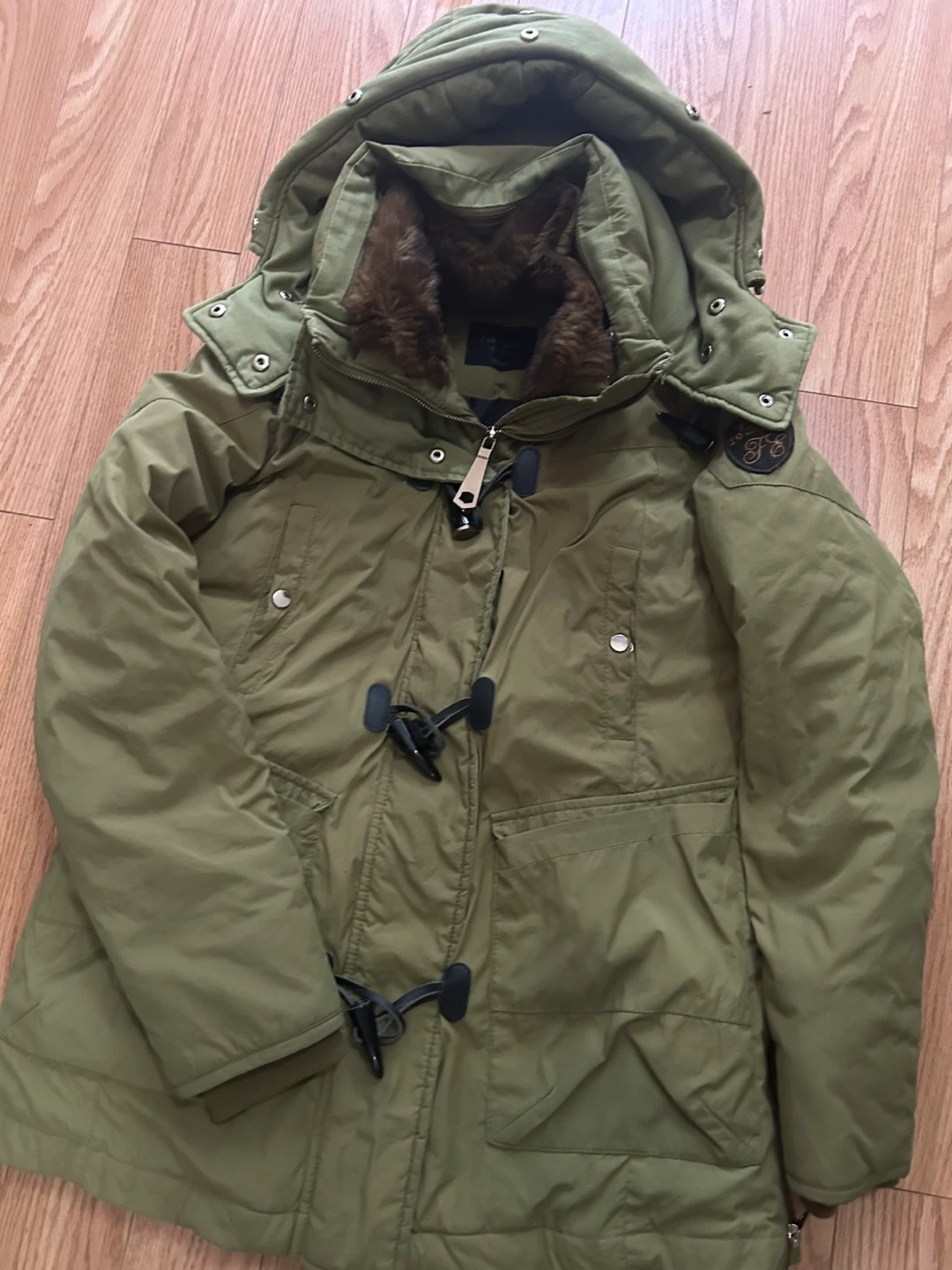Zara Basic Olive Green Parka Down Coat Size S - photo 2