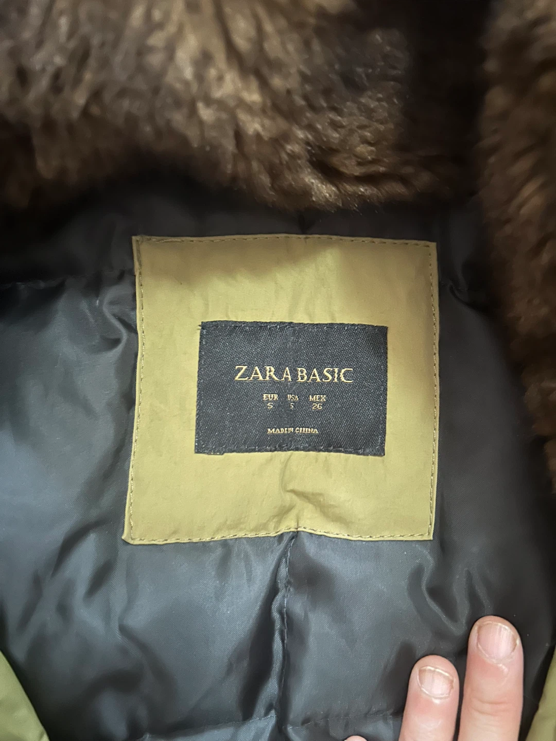 Zara Basic Olive Green Parka Down Coat Size S - photo 3