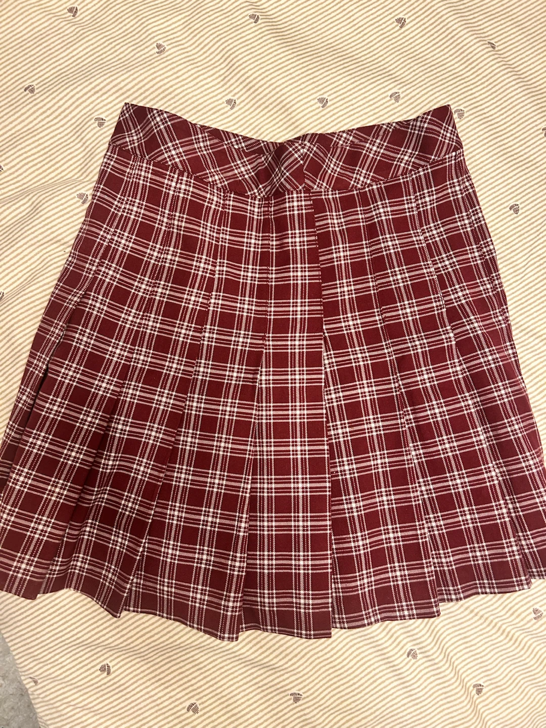 H&M Plaid Pleated Skirt Maroon