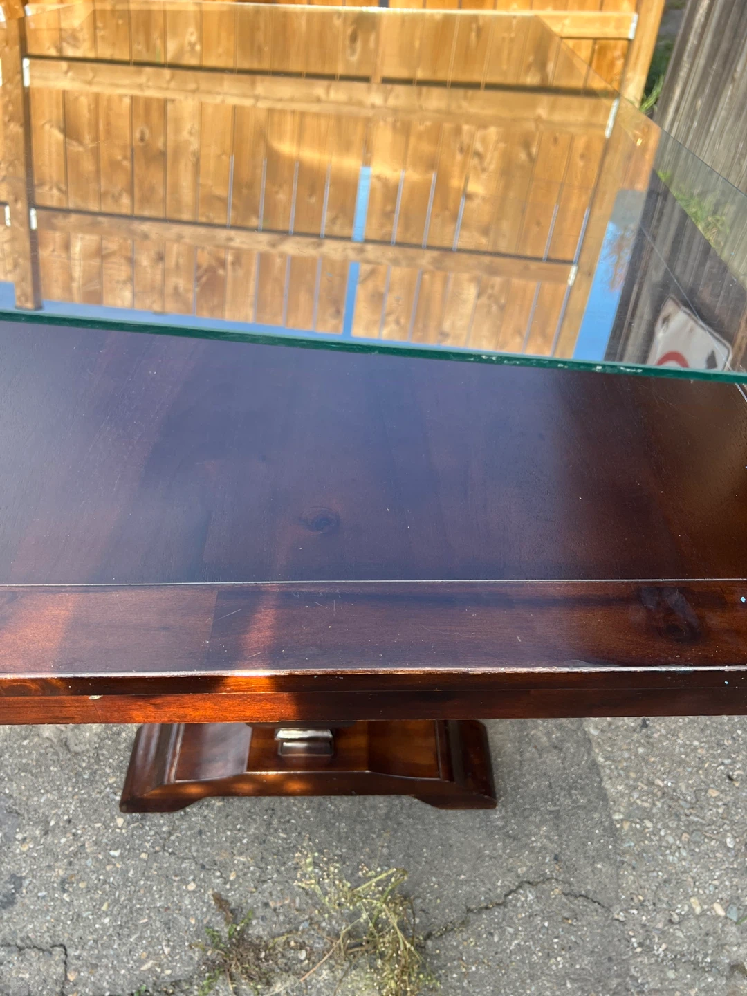 Elegant Dark Wood Dining Table with Glass Top - photo 5
