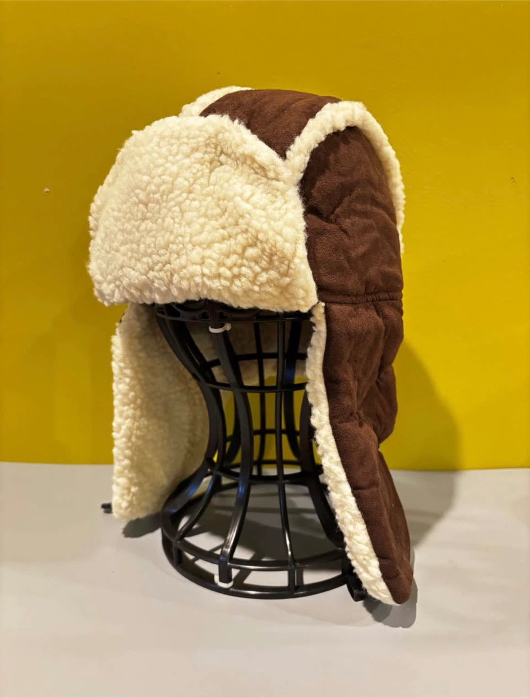 Brown Faux Shearling Trapper Hat