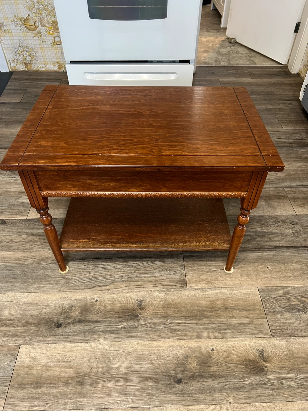 Refinished Wooden Side Table with Drawer - photo 2