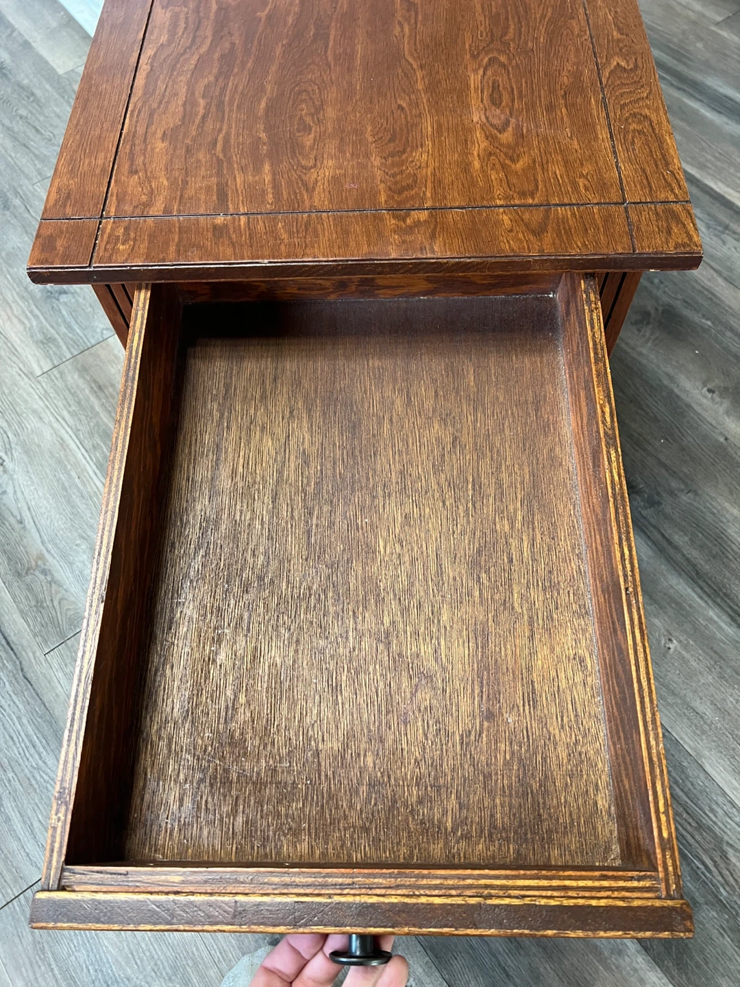 Refinished Wooden Side Table with Drawer - photo 3