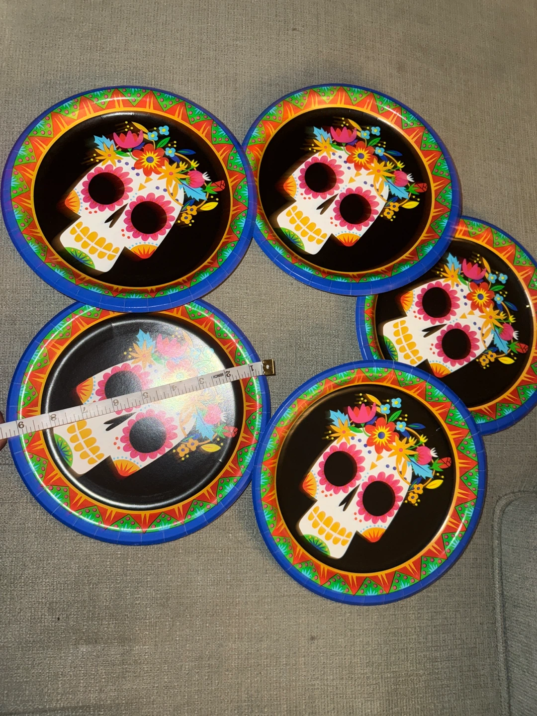 Set of 5 Day of the Dead Themed Paper Plates