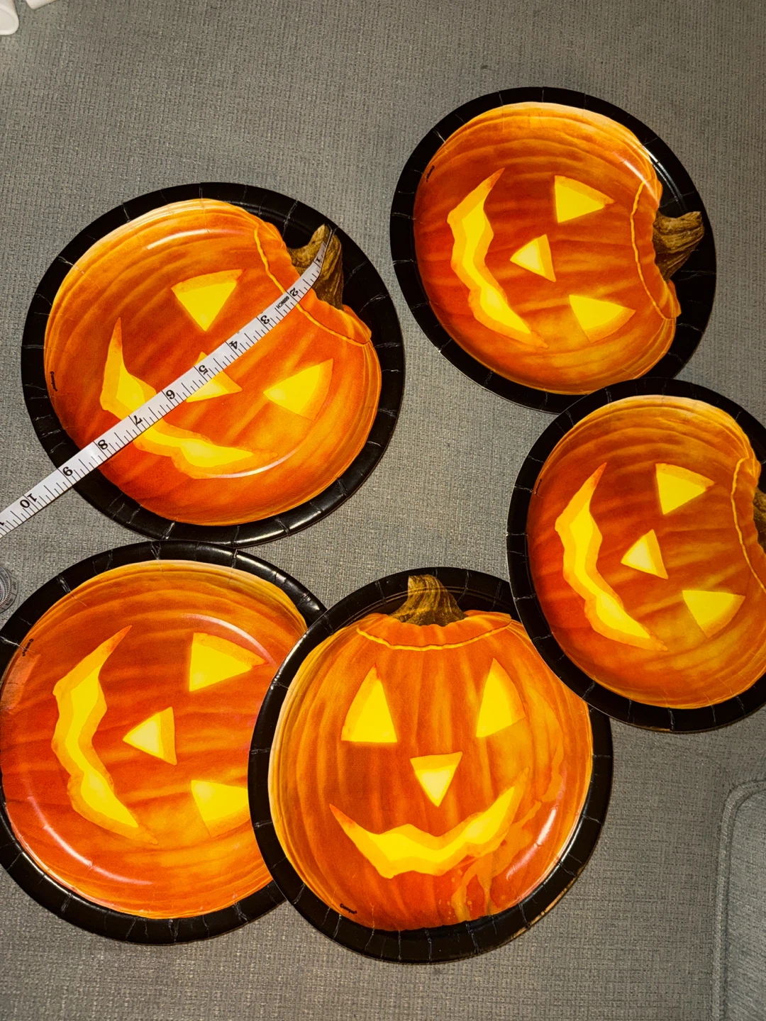 Set of 5 Halloween Pumpkin Paper Plates