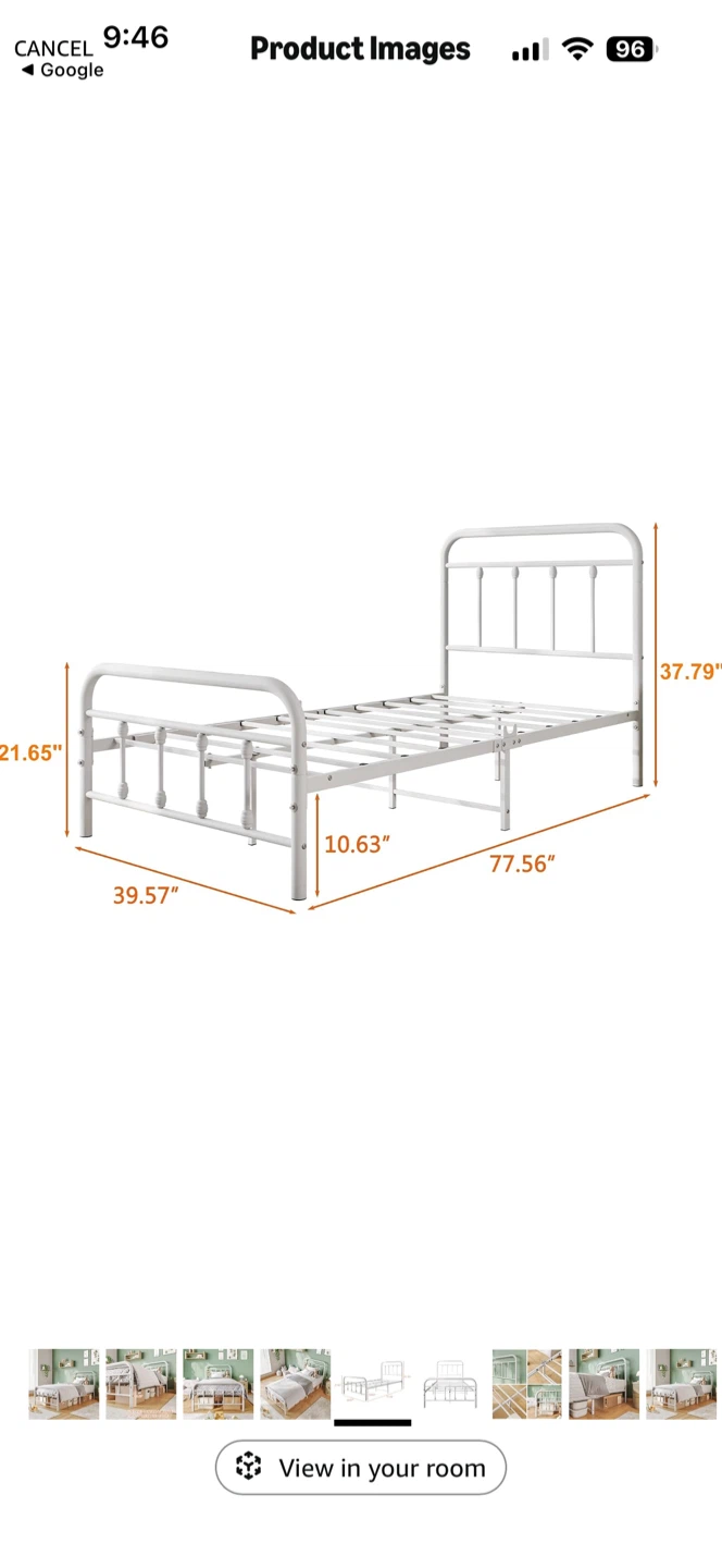 White Metal Twin Bed Frame