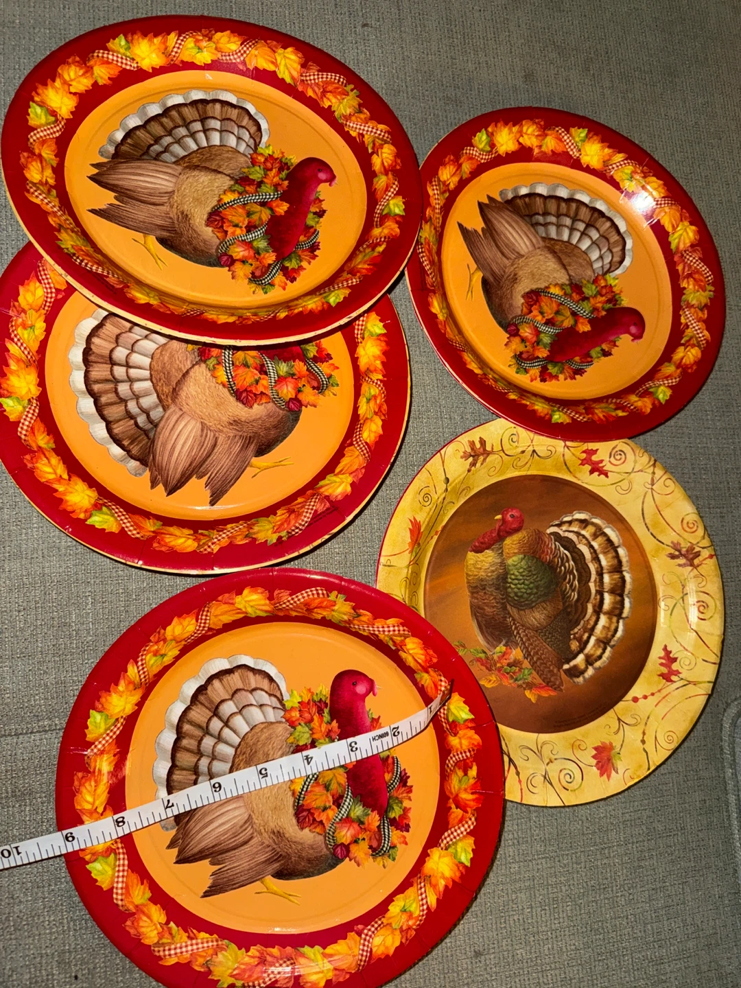 Set of 4 Thanksgiving Turkey Paper Plates