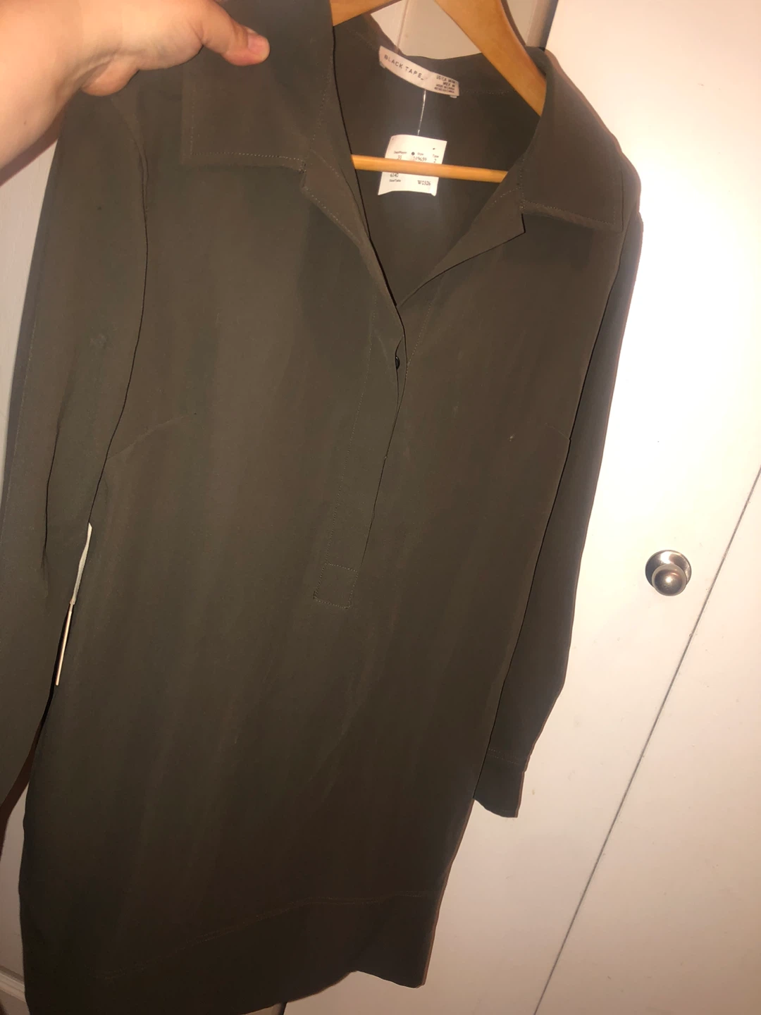 Black Tape Dark Olive Shirt Dress - Medium - photo 2