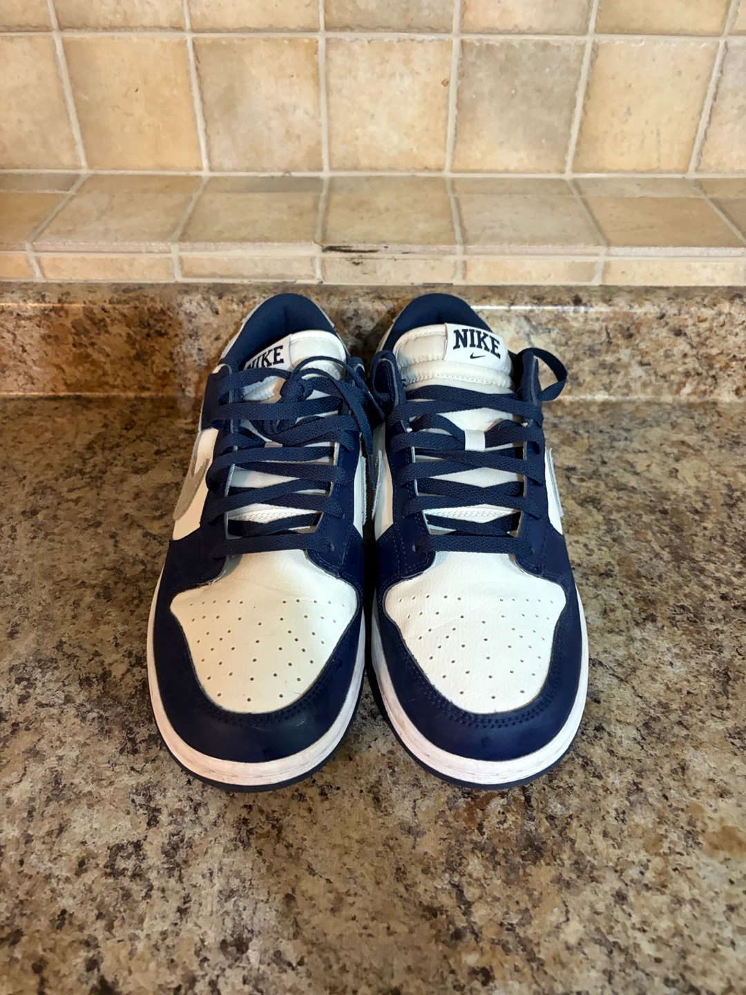 Nike Dunk Low Sneakers Navy and White - photo 4
