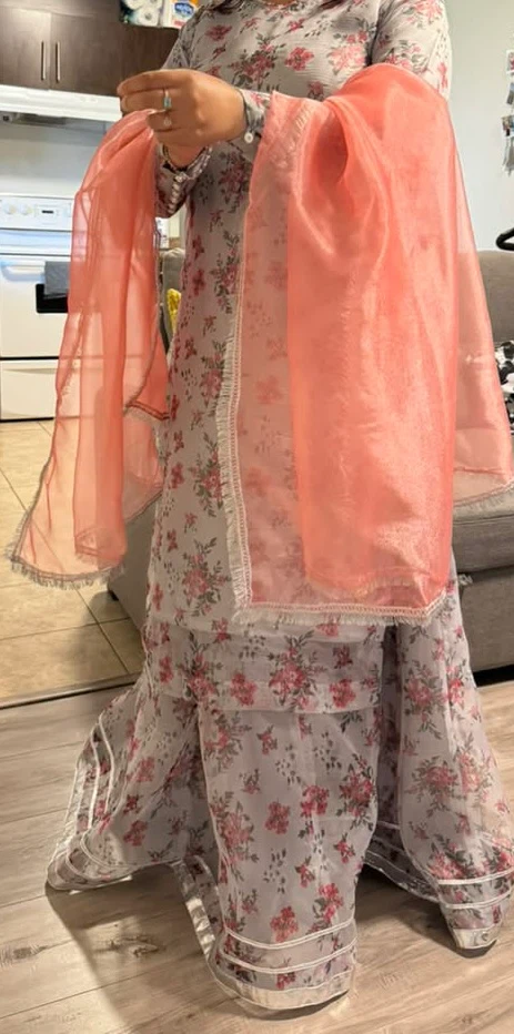 Floral Print Sharara Kameez Set - photo 3