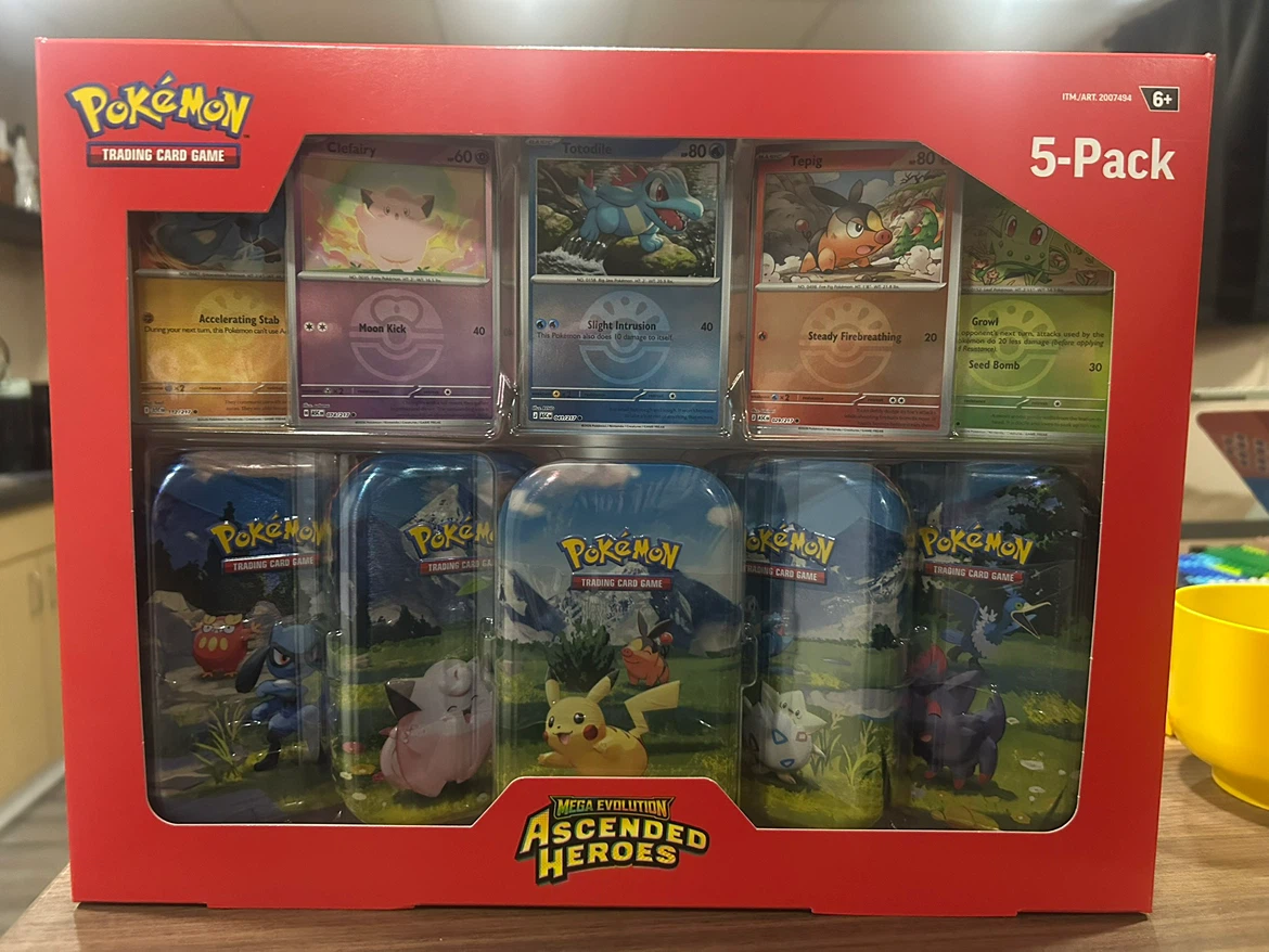 Pokemon TCG Mega Evolution Ascended Heroes 5-Pack Mini Tin