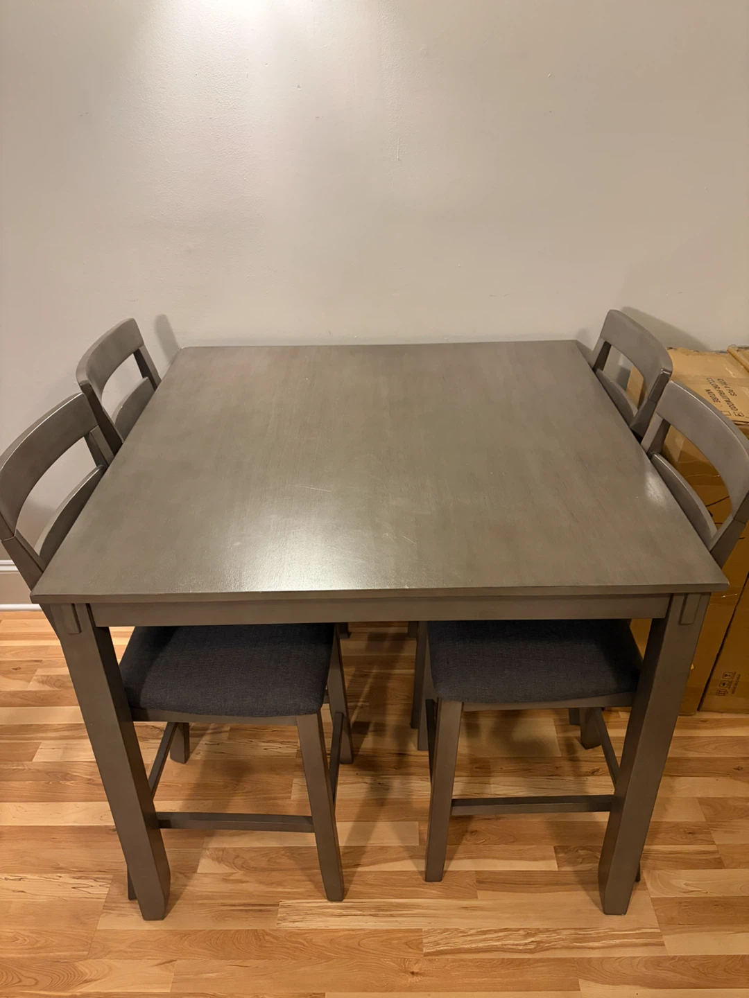 Gray Dining Table Set with 4 Chairs