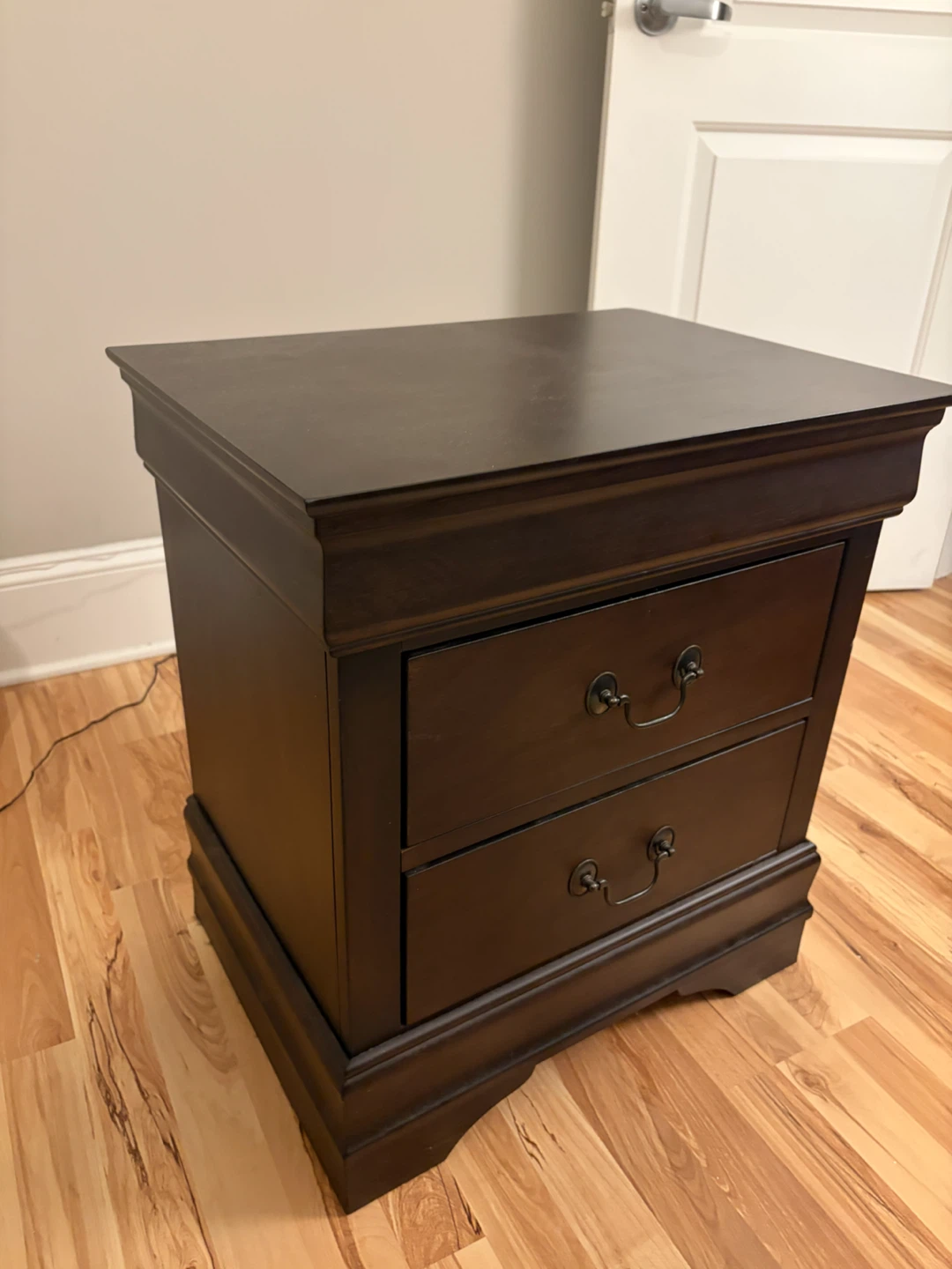 Dark Brown 2-Drawer Nightstand
