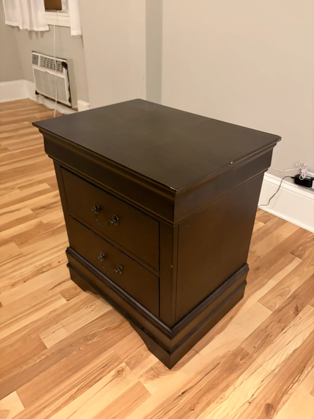 Dark Brown 2-Drawer Nightstand - photo 2