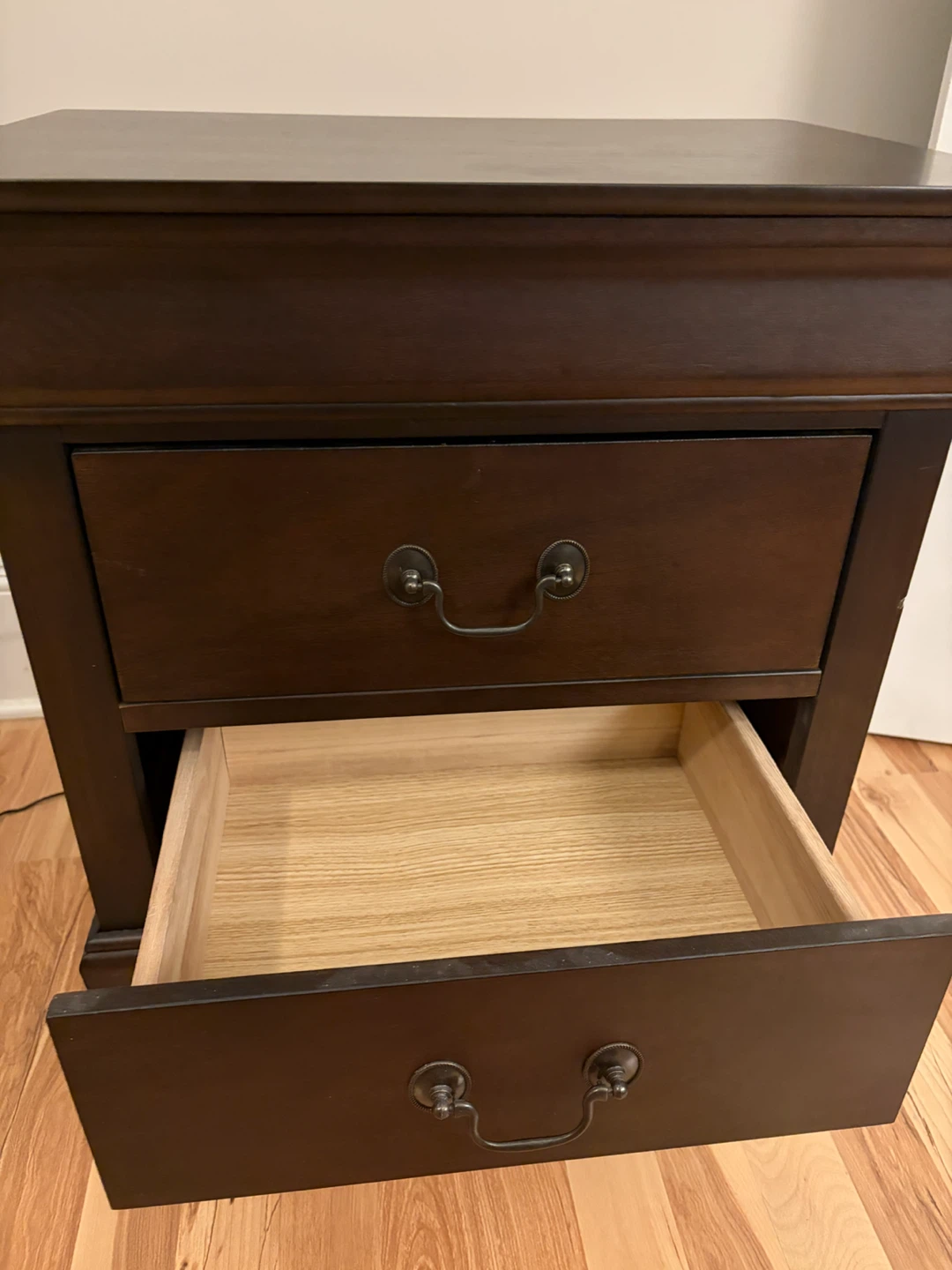 Dark Brown 2-Drawer Nightstand - photo 3