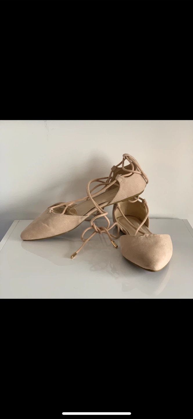 Bamboo Blush/Beige Lace-up Flats