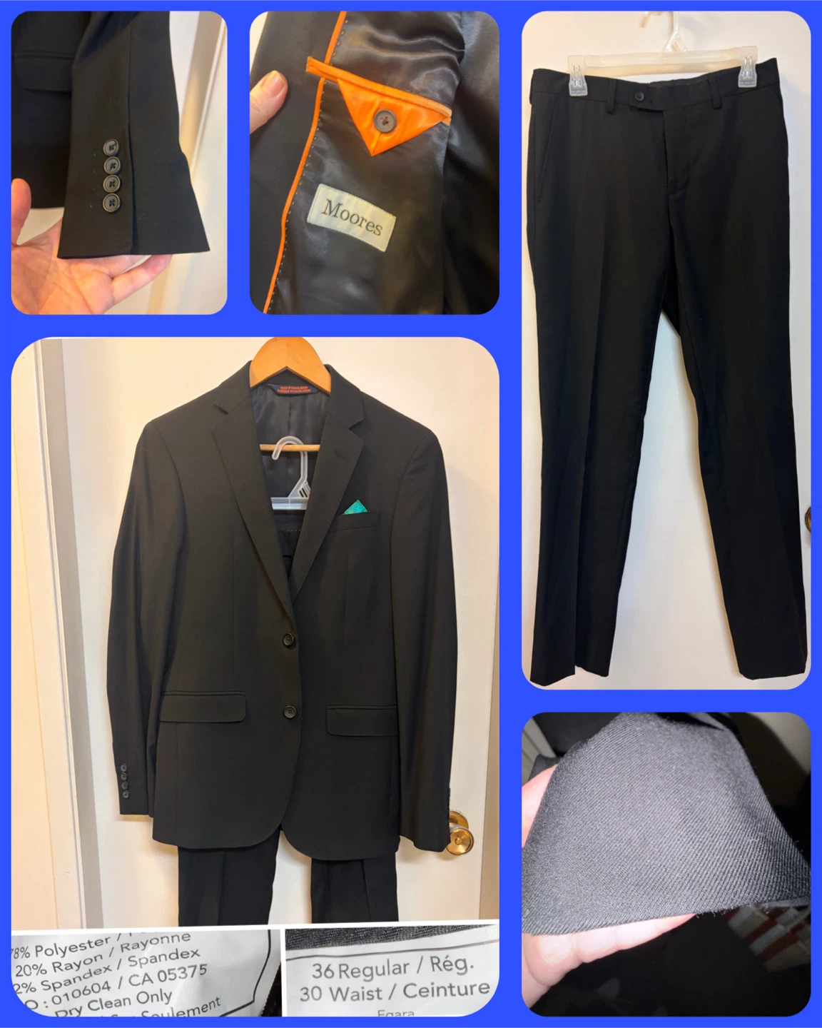 Moores/Egara Skinny Fit Stretch Suit - Black - 36R / 30W - photo 2